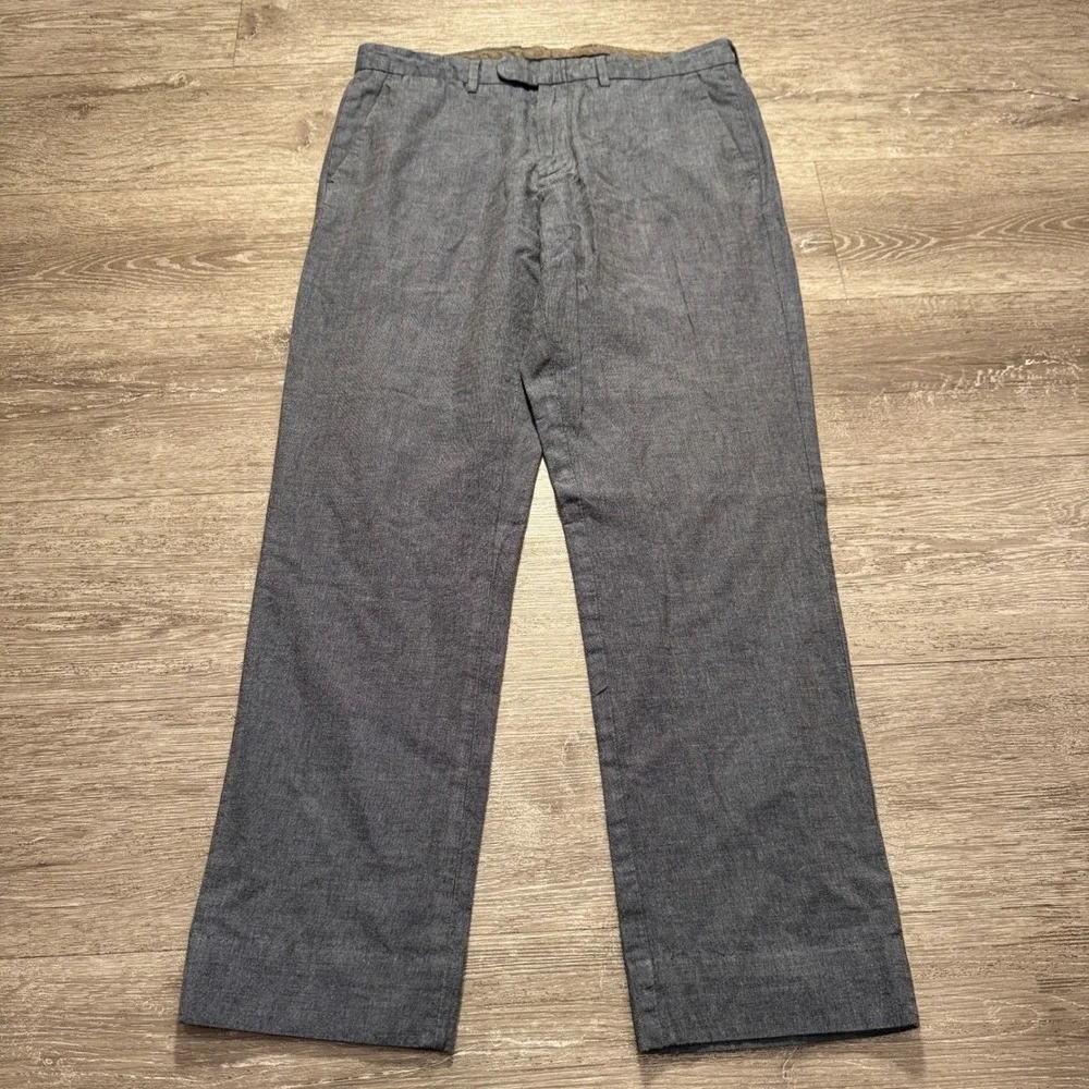 J Crew Pants Men 32 Blue Linen Blend Bowery Slim Fit Casual Summer Coastal 32x29